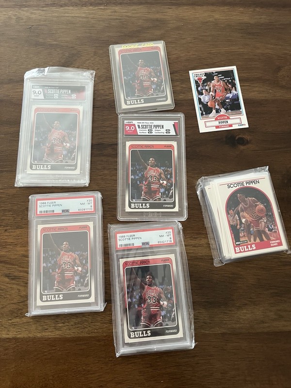 Lot of Scottie Pippen vintage RC Basketball Cards NBA All-Star PSA 8 + Bulls