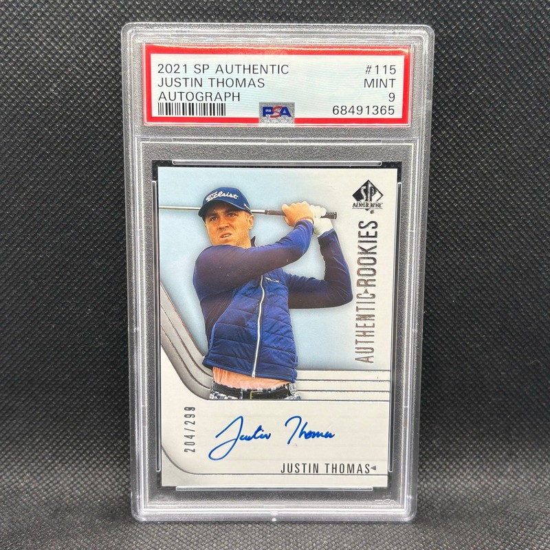 2021 SP Authentic Justin Thomas Rookie On Card Auto /299 PSA 9 Mint #115