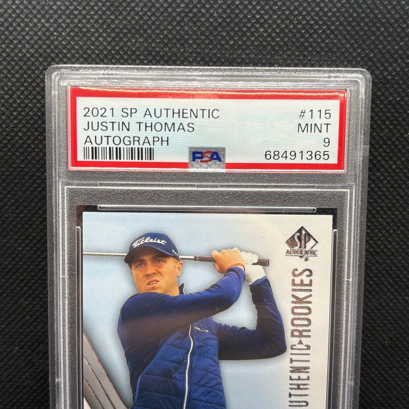 2021 SP Authentic Justin Thomas Rookie On Card Auto /299 PSA 9 Mint #115 view 2