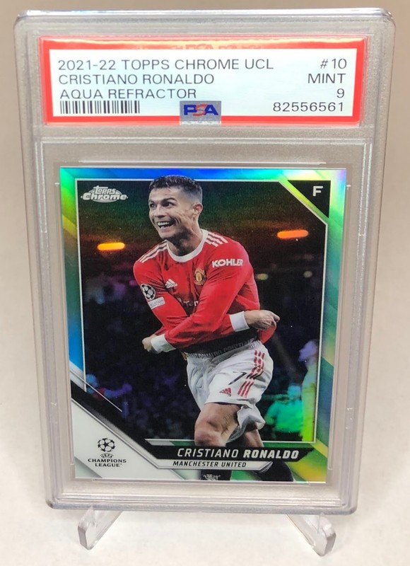 2021 Topps Chrome UCL Cristiano Ronaldo Aqua Refractor /199 PSA 9