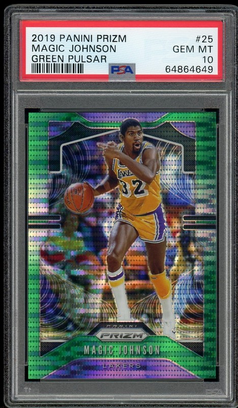 2019-20 Panini Prizm MAGIC JOHNSON #25 Green Pulsar /25 PSA 10 GEM MINT