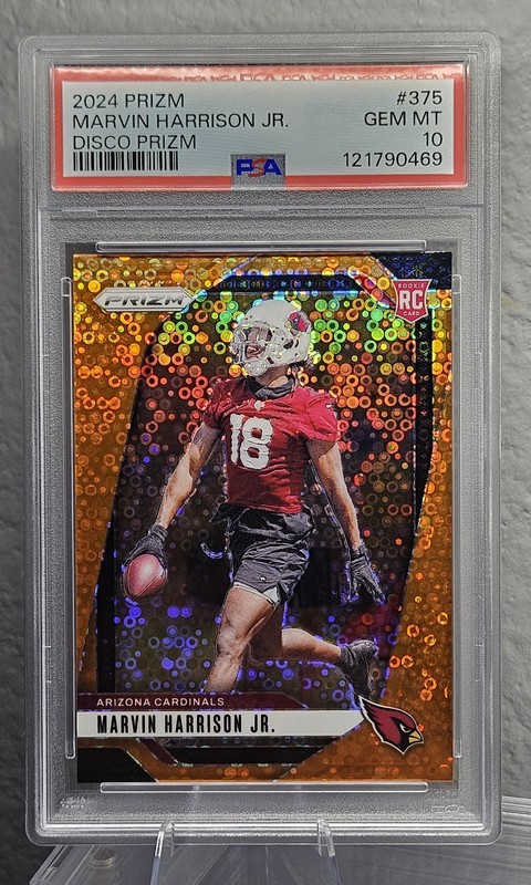 2024 Panini Prizm #375 Marvin Harrison Jr. Rookie RC Orange Disco Prizm PSA 10