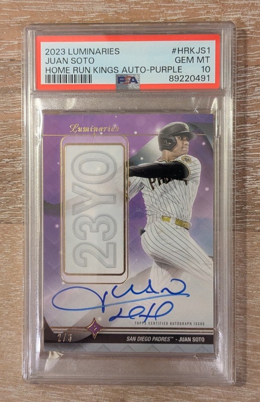 2023 Topps Luminaries Juan Soto Auto Purple /3 PSA 10 POP 1 Home Run Kings