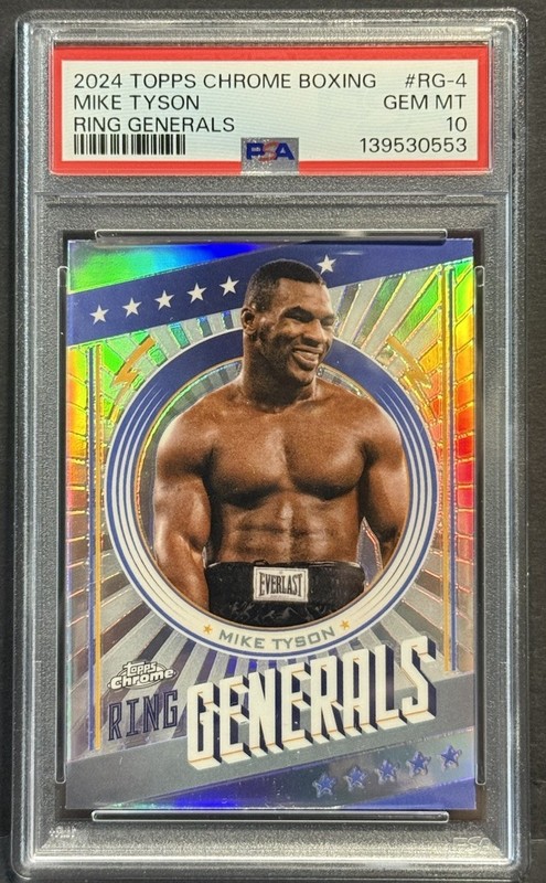 2024 Topps Chrome Boxing Legend Mike Tyson Ring Generals PSA Gem Mint 10 view 2