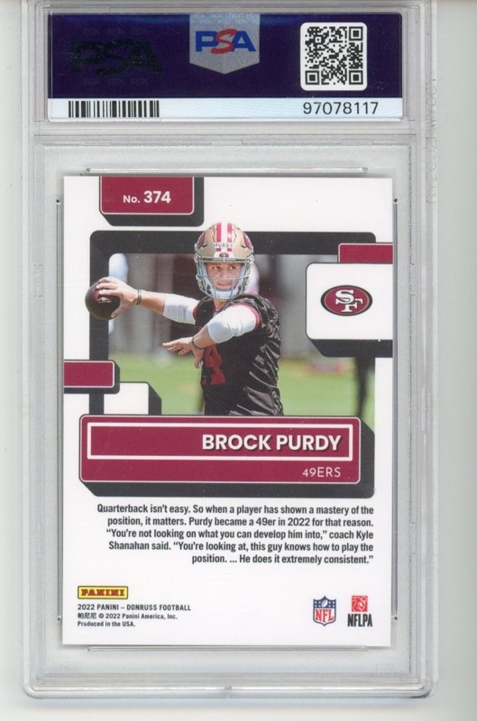 Brock Purdy Press Proof Premium PSA 9: 2022 Panini Donruss Football. SF QB! 🔥 view 2