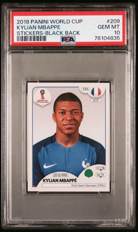 2018 Panini World Cup Stickers #209 Kylian Mbappe PSA 10 Black Back Rookie RC