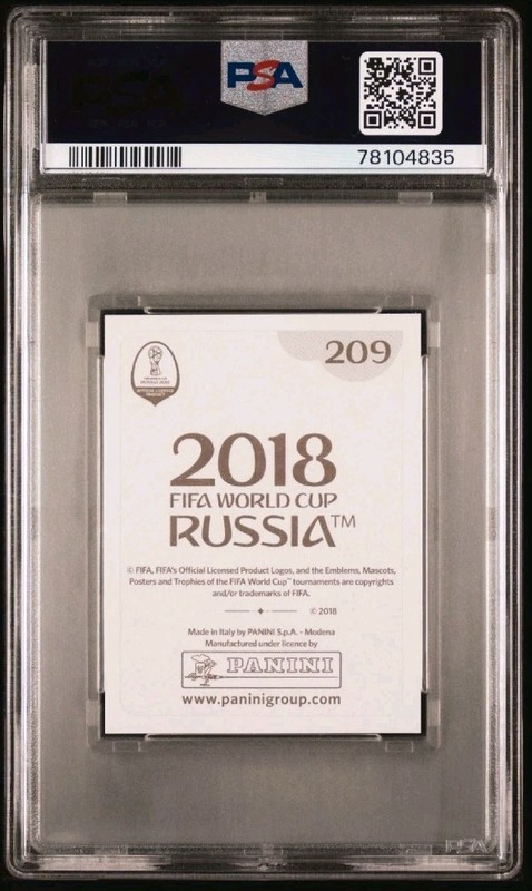 2018 Panini World Cup Stickers #209 Kylian Mbappe PSA 10 Black Back Rookie RC view 2