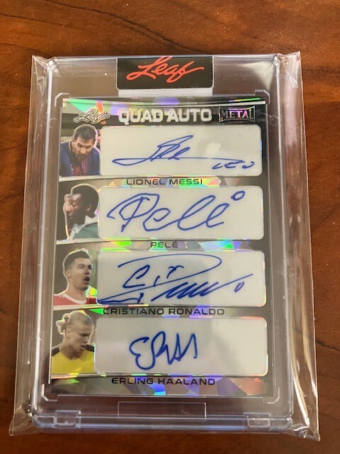 2022 Leaf Metal Lionel Messi Pele Cristiano Ronaldo Erling Haaland Auto (4/4)