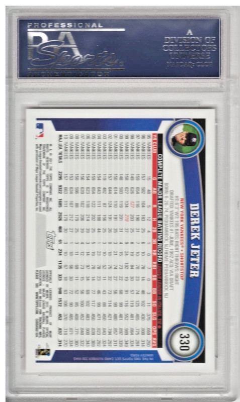 2011 TOPPS DEREK JETER #330 - PSA 10 - YANKEES view 2