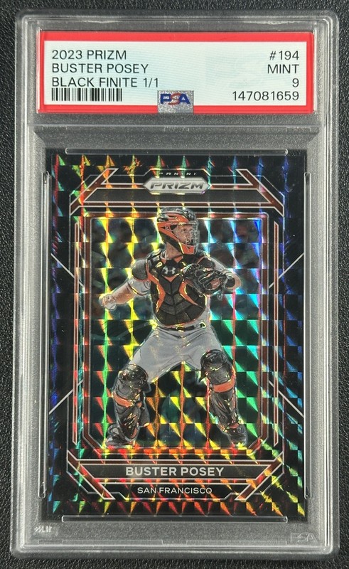 1/1 BUSTER POSEY PSA 9 2023 PANINI PRIZM BASEBALL #194 BLACK FINITE 1/1 GIANTS