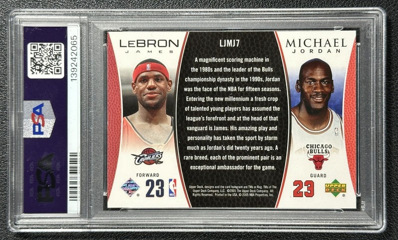 MICHAEL JORDAN LEBRON JAMES PSA 9 2005-06 UPPER DECK #LJMJ7 BONUS MINT 2065 view 2