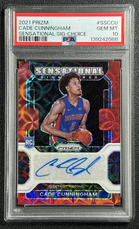 CADE CUNNINGHAM PSA 10 2021-22 PANINI PRIZM ROOKIE SENSATIONAL AUTO CHOICE RC