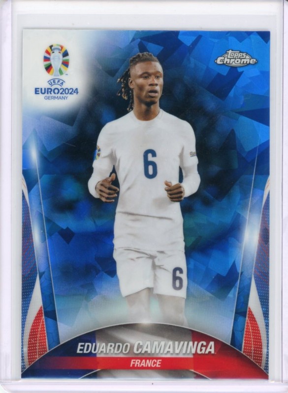 2024 TOPPS CHROME UEFA EURO SOCCER BASE SAPPHIRE EDUARDO CAMAVINGA #95