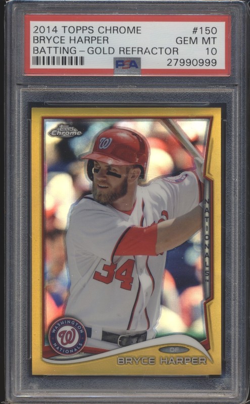 2014 Topps Chrome #150 National Bryce Harper Nationals Gold Refractor /50 PSA 10