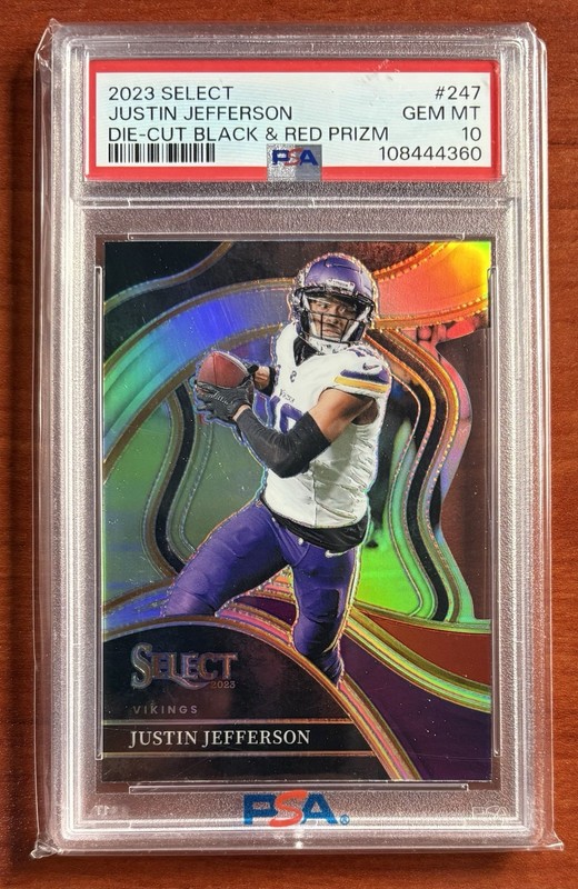 Justin Jefferson 2023 Select Black & Red Prizm Die Cut # 247 PSA 10 Refractor