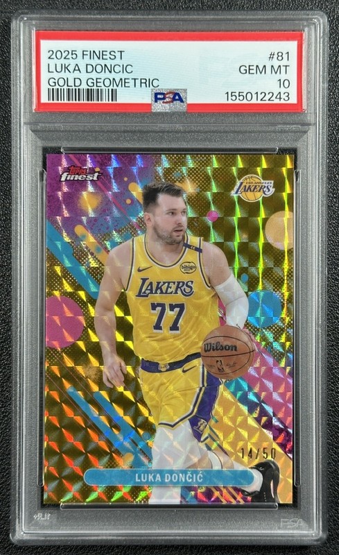 POP 2 LUKA DONCIC PSA 10 2025-26 TOPPS FINEST #81 GOLD GEOMETRIC REFRACTOR 14/50
