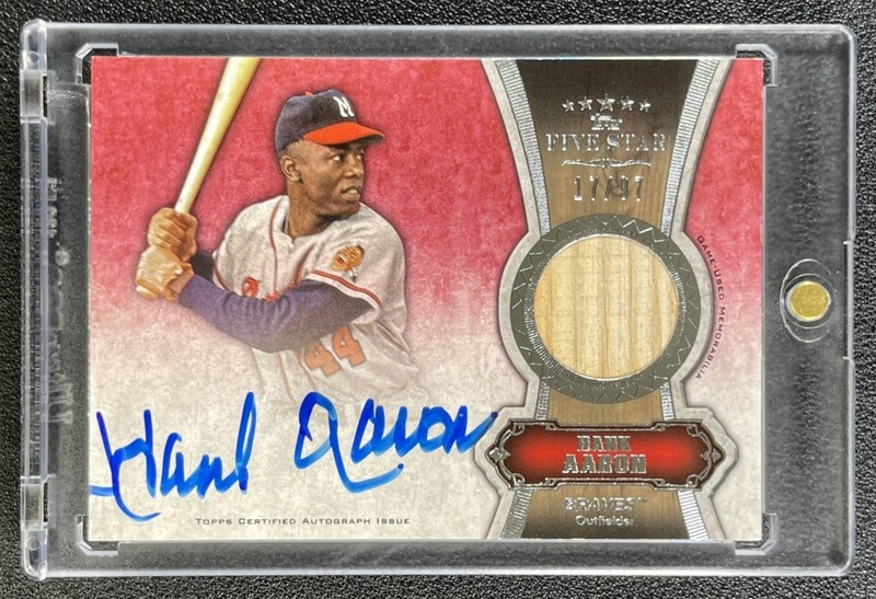 HANK AARON 2012 TOPPS FIVE STAR #FSAR-HA GAME-USED BAT RELIC AUTO 17/97