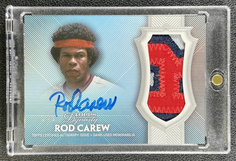 1/1 ROD CAREW 2017 TOPPS DYNASTY #AP-RC1 GAME-USED PATCH AUTO BLUE 1/1