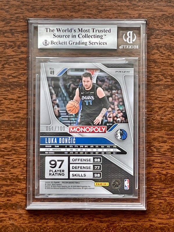 2024-25 Panini Prizm Monopoly Luka Doncic Red Shimmer /100 #49 BGS 9 Mint view 2