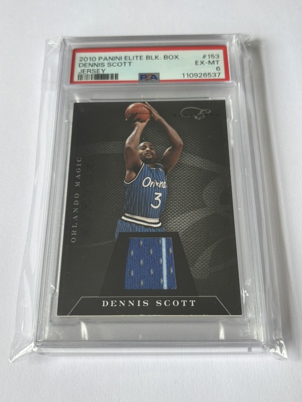 2010-11 Elite Black Box Jersey 159 Dennis Scott /99 PSA 6 Michael Jordan on Back