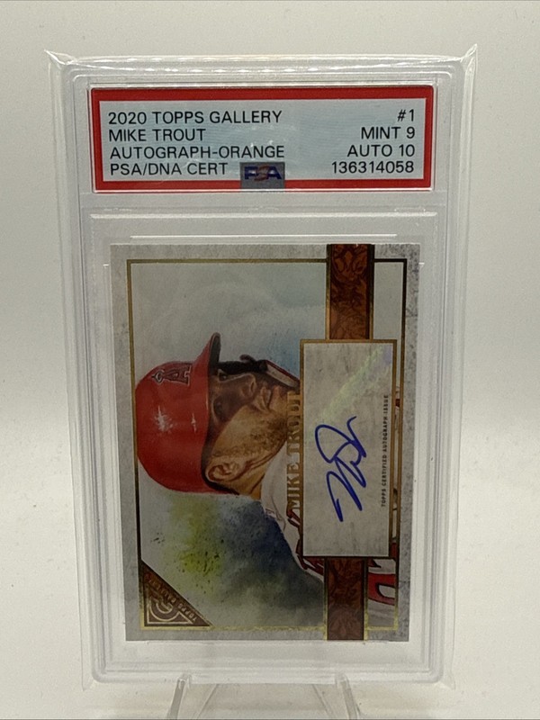 2020 Topps Gallery Mike Trout /25 Auto Orange PSA 9 Auto 10 POP 1!