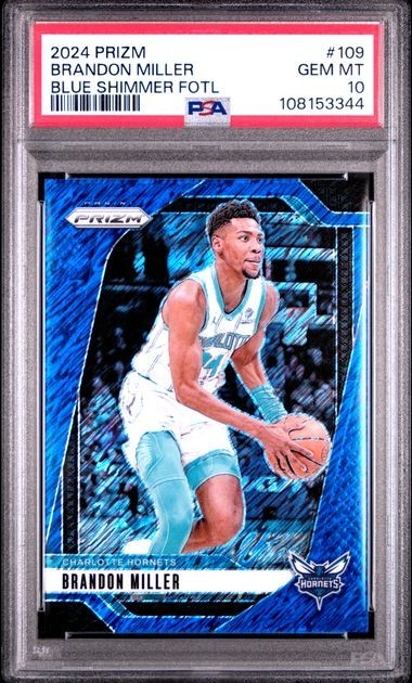 2024-25 Prizm BRANDON MILLER #109 Blue Shimmer /35 PSA 10 POP 2 Hornets