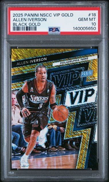2025 Panini National NSCC VIP Gold Pack Allen Iverson #18 BLACK GOLD /5 PSA 10