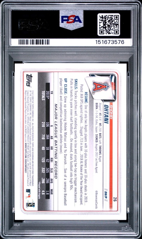 Shohei Ohtani - 2020 Bowman Paper   PSA 10 view 2