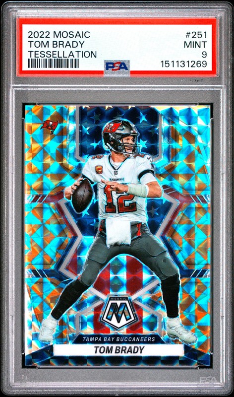 2022 Panini Mosaic Tom Brady #251 Tessellation 04/15 PSA 9