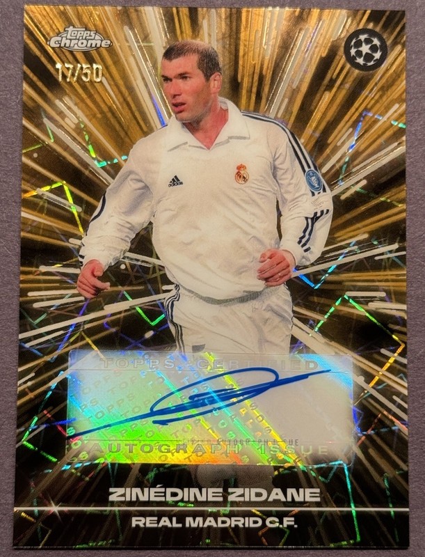Topps Chrome UEFA 2025-26 Zinedine Zidane Auto Lazer GOLD /50 REAL MADRID SSP 🔥