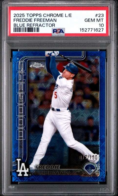 Topps Chrome 2025 Logofractor Freddie Freeman Blue Refractor #23 /150 PSA 10