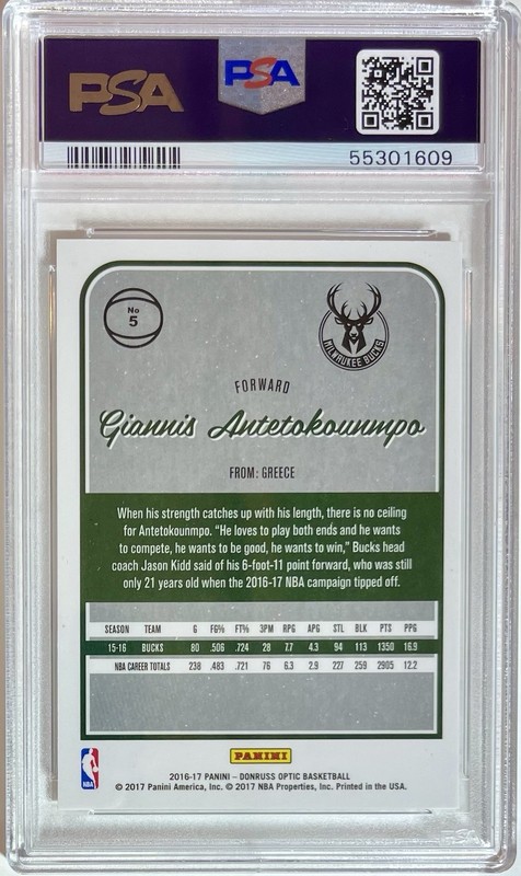 Giannis Antetokounmpo PSA 10 2016-17 Panini Donruss OPTIC BASE | 1st Yr Optic! view 2