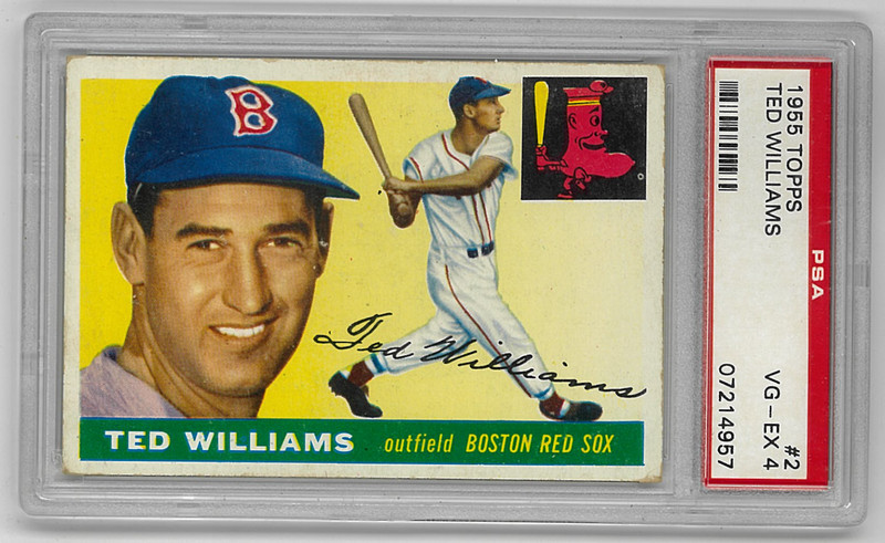 1955 Topps Baseball Card #2 Ted Williams HOF Boston Red Sox PSA 4 VG-EX