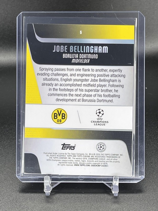 2025-26 Topps Chrome UEFA CC Jobe Bellingham Green Lava /99 view 2