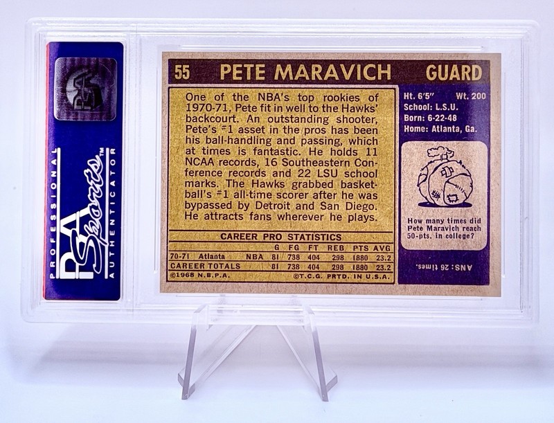 1971 Topps “Pistol” Pete Maravich - #55 PSA 7 - Year 2 - Atlanta Hawks - Vintage view 2