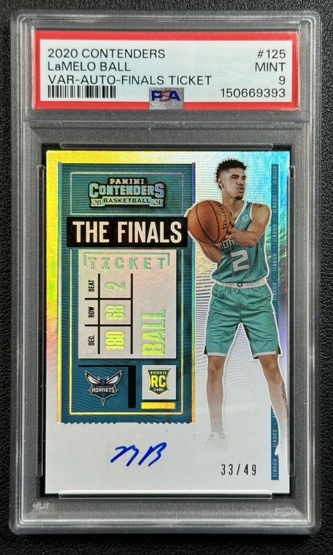 LAMELO BALL PSA 9 2020 PANINI CONTENDERS 125 THE FINALS TICKET ROOKIE AUTO 33/49