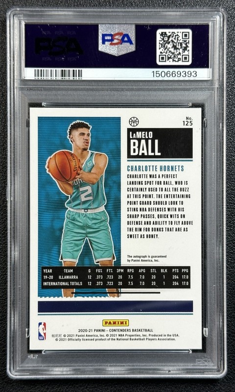 LAMELO BALL PSA 9 2020 PANINI CONTENDERS 125 THE FINALS TICKET ROOKIE AUTO 33/49 view 2