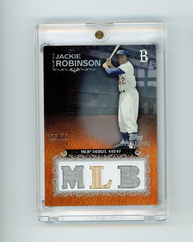 2009 Topps Sterling Jackie Robinson Triple Jersey Bat Relic /25 Dodgers HOF
