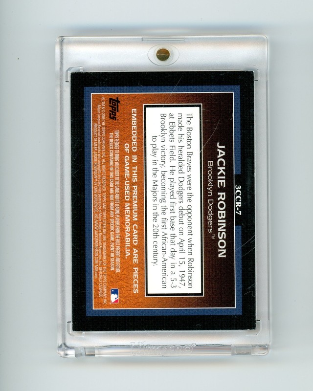 2009 Topps Sterling Jackie Robinson Triple Jersey Bat Relic /25 Dodgers HOF view 2