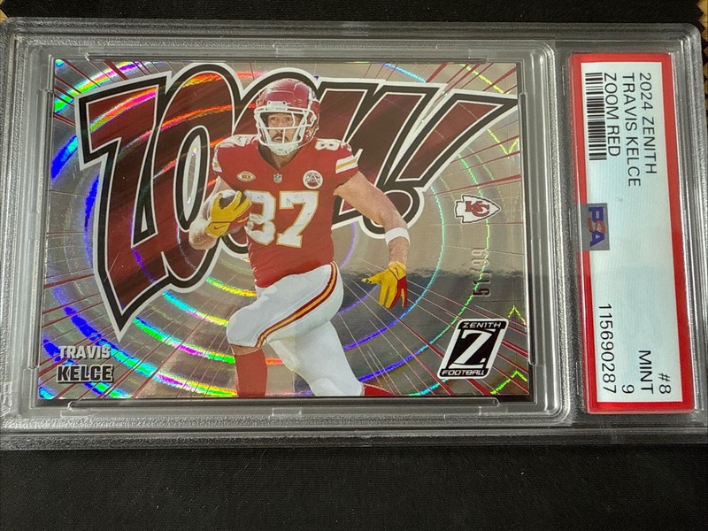 2024 Panini Zenith Zoom Red /99Travis Kelce #8 PSA 9 Chiefs Case Hit SSP