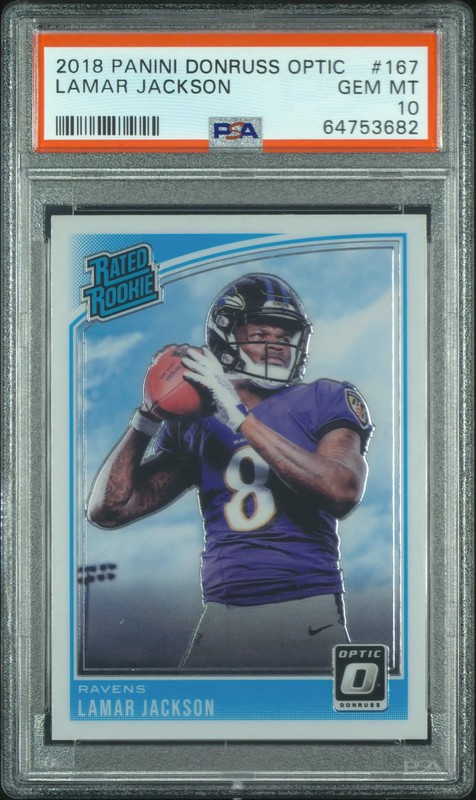 2018 Donruss Optic Rated Rookie Lamar Jackson #167 PSA 10