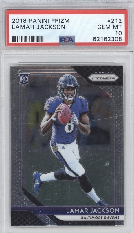 2018 Panini Prizm Lamar Jackson #212 RC PSA 10