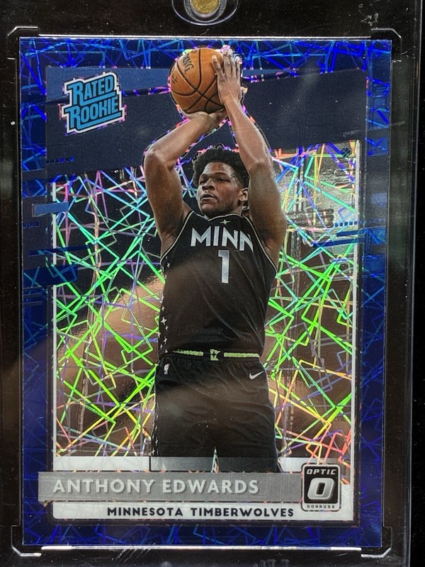 2020-21 Panini Donruss Optic Anthony Edwards Blue Velocity Prizm Rookie RC #151