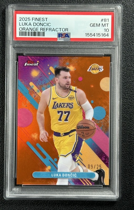 LUKA DONCIC PSA 10 2025-26 TOPPS FINEST #81 COMMON ORANGE REFRACTOR 9/25