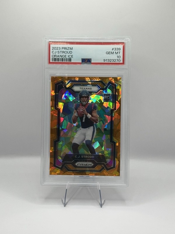 Panini 2023 Prizm C.J. Stroud Houston Texans #339 Orange Ice RC PSA 10