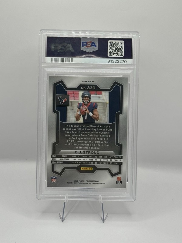 Panini 2023 Prizm C.J. Stroud Houston Texans #339 Orange Ice RC PSA 10 view 2