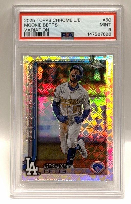 Mookie Betts *SP Image Variation* 2025 Topps Chrome L/E PSA 9 #50 Dodgers MLB view 2