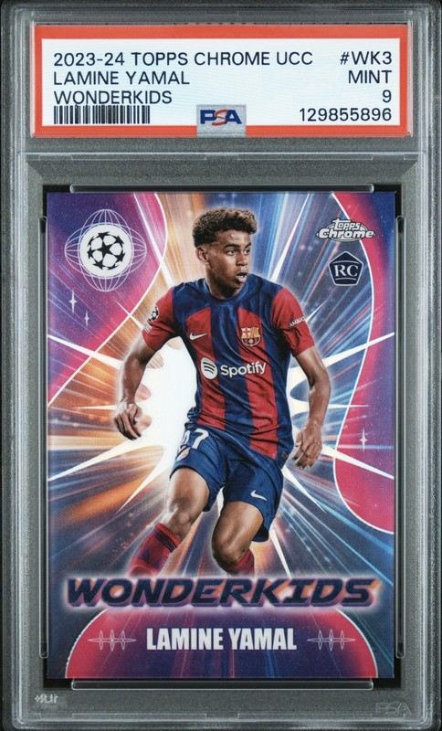 Lamine Yamal 2023-24 Topps Chrome UEFA #WK-3 Wonderkids Barcelona RC PSA 9 MT