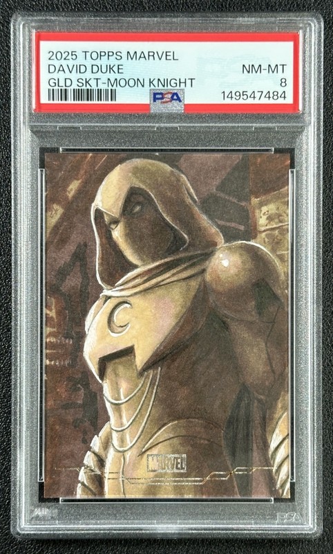 MOON KNIGHT PSA 8 2025 TOPPS MARVEL GOLD SKETCH CARD ARTIST AUTO BY DAVID DUKE