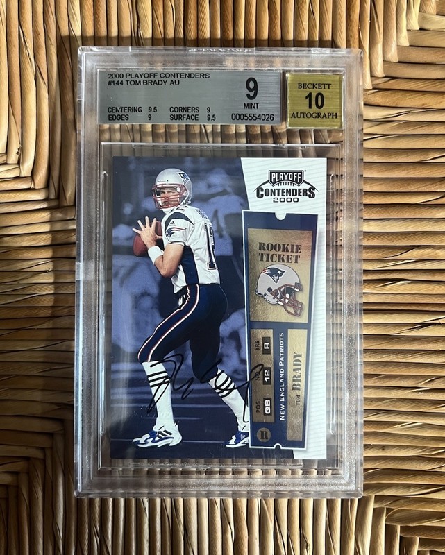 2000 PLAYOFF CONTENDERS AUTOGRAPH #144 TOM BRADY RC ROOKIE BGS 9 AUTO 10 .5 GEM